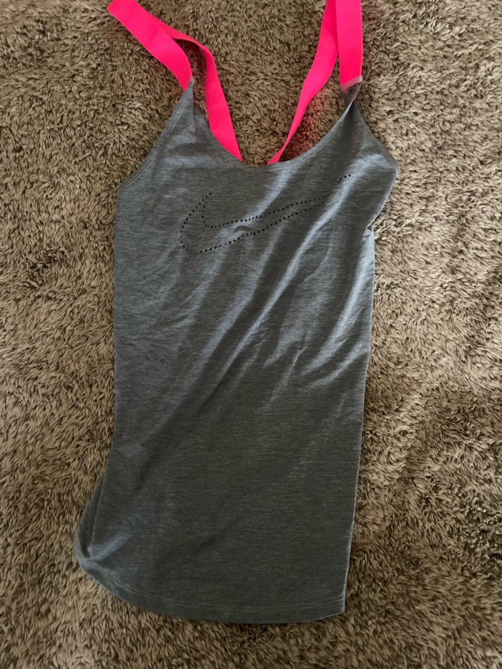 Nike Gray Athletic Tank with Neon Pink Straps